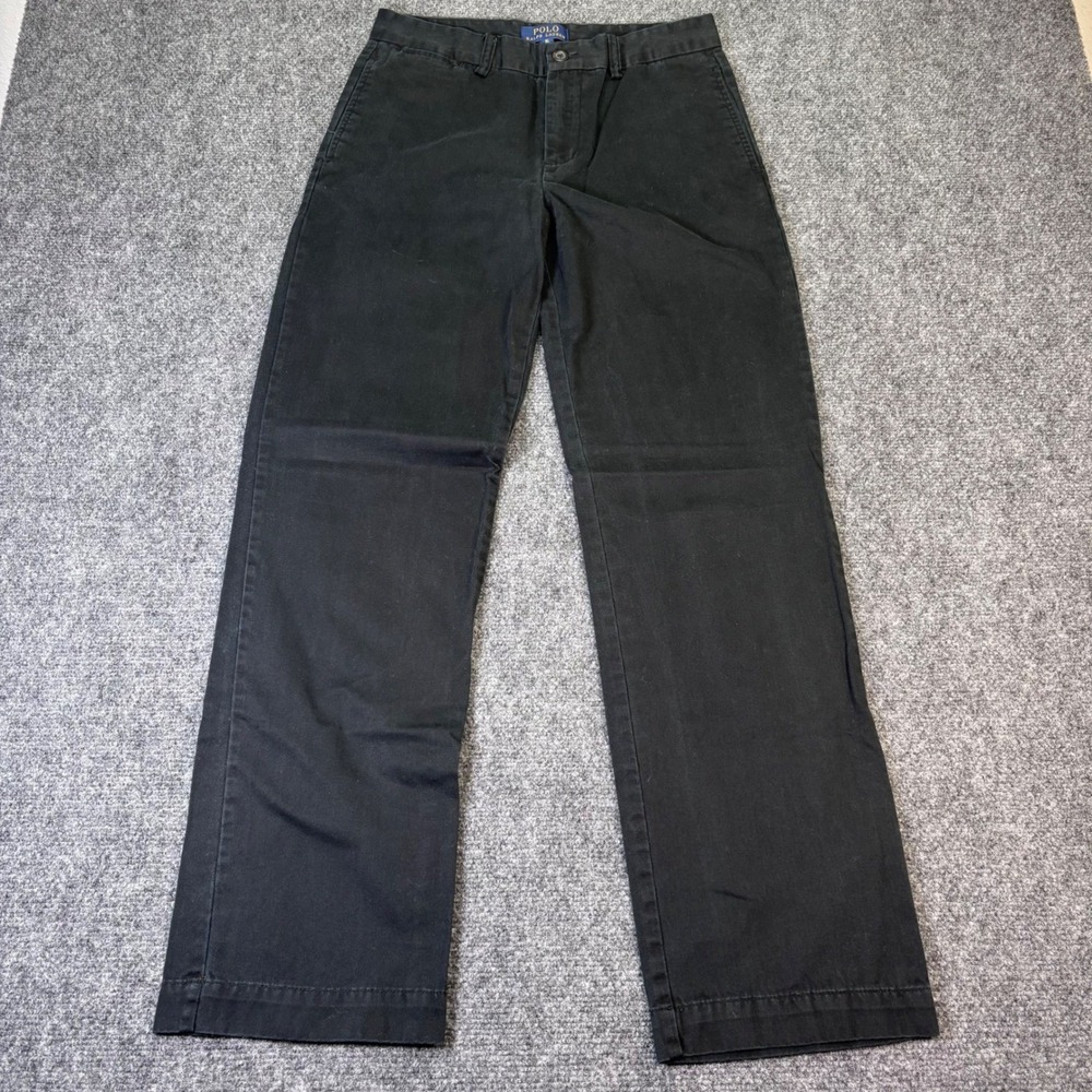 Polo Ralph Lauren Women's Size 16 Black Cotton Chino Pants Straight Leg Red Pony